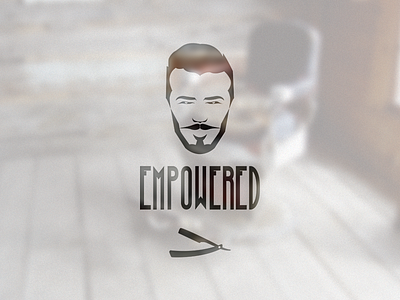 Empowered barber beard brand design empowered hair identity logo razor scissors shop straight edge