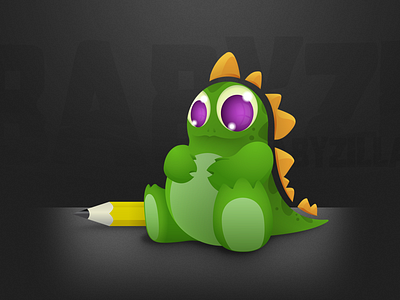 BabyZilla baby dinosaur illustration mascot pencil scales vector