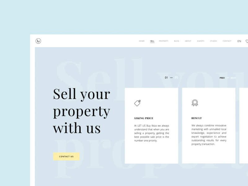 LetUsBuy Sell Page adobe photoshop after effects blue principle properties real estate sell sketch app ui ux villa webdesign