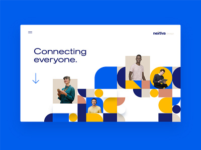 Nextiva | Hero blocks brand colorful connecting connection grid hero icon identity people shapes ui web
