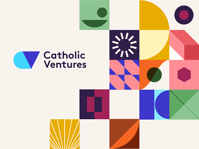 Catholic Ventures | Brand Ideation brand branding colorful colors grid layout identity logo shapes typography vintage web