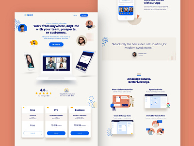 CoSpace Landing Page branding chat colorful faces identity people video web