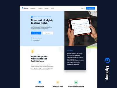 UpKeep.io | Web Exploration 1 app brand branding contruction hard hat identity landing logo people typography web worker