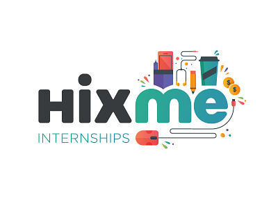 Hixme | Interships Recruiting buds coffee collage ear fun gradient hixme interns internships logo mouse pencil