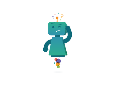 Hixme | Melvin is confused. bubbles colors confused help hixme illustration question robot