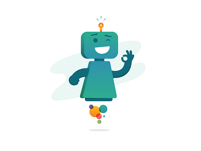 Hixme | Robo-kay 👌 bubbles faq gradients healthcare hixme illustration robot vibrant