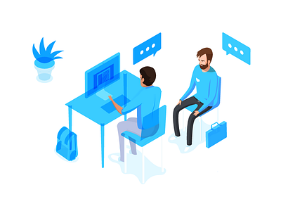 Gettin' feedback | UXOps blue illustration isometric multiply people see through ux