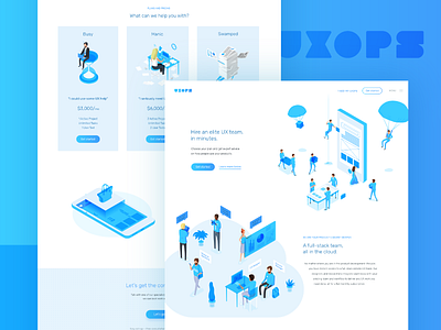 Landing Page 1 | UXOps blue characters gradients illustration multiply people see through ux