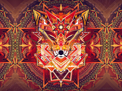 Fox Spirit color dakota fox geometric gradient illustration illustrator indigenous lakota mandala native american plants sacred geometry sioux star symmetrical symmetry vector art