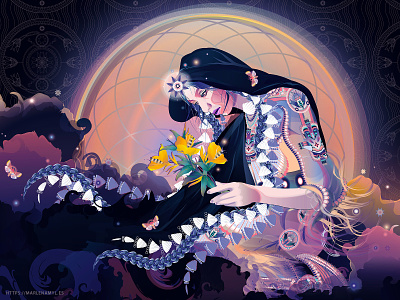Haŋwí, Dakota Moon Spirit evening goddess illustrator moon native american pattern plants spirit spirituality vector vector illustration