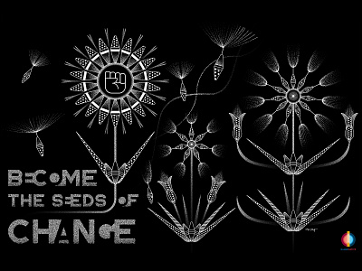 Become the Seeds of Change black white dakota flowers geometric illustration illustrator indigenous native american plants stipple