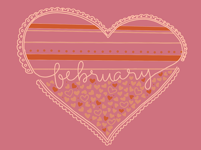 February calendar february hand lettering illustration month