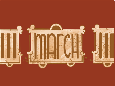 March calendar hand lettering illustration march month
