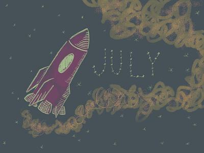 July calendar hand lettering illustration july month