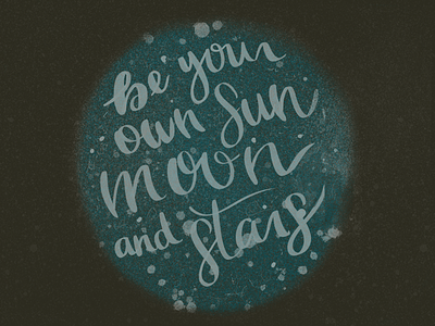 Celestial Self-Love hand lettering moon stars sun