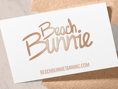 Beach Bunnie Tanning brand branding gold leaf hand lettering logo logo type logotype rose gold salon tanning