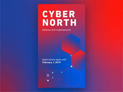 CyberNorth ad blue bold font cyber cyber security gradient hexagon poster red text design