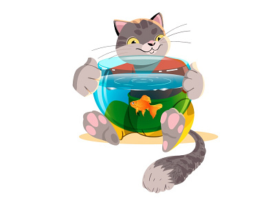 Cat&Fish illustration vector