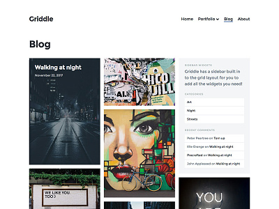 Griddle Blog Page blog photography portfolio theme wordpress