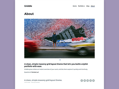 Griddle WordPress Theme – About Page blog grid masonry photography portfolio theme wordpress