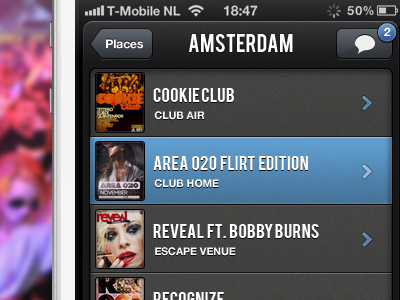 Party Agenda agenda chat iphone music party places ui wip