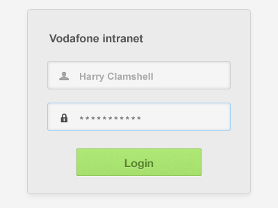 Login Light WIP element form highlighted intranet login selected vodafone wip