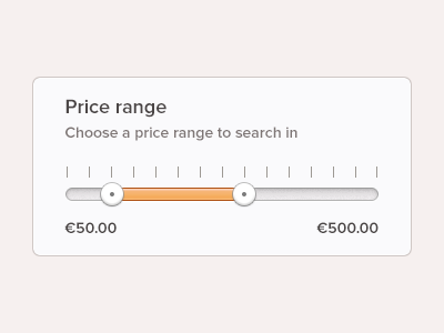 Price range filter