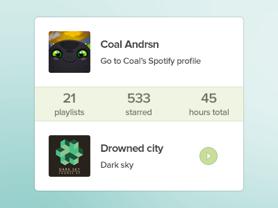 Spotify profile widget coal freebie fun music playing playlist profile psd spotify widget