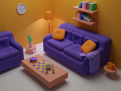 Living room 3d 3dart 3dartist blender colorful home illustration livingroom room