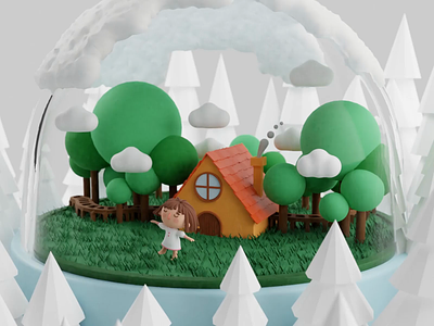 Hope 3d 3dart 3dartist 3dblender animation blender colorful illustration snowball snowglobe