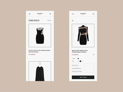 Balmain | Redesign concept app design balmain clothing concept concept design e commerce fashion interaction luxury men minimal minimalistic redesign shop store ui ux web website women