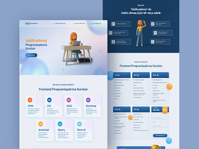 Landing page for JedAcademy programming course 3d course design dribbble education glassmorphism landing minimal ui ux web webdesign