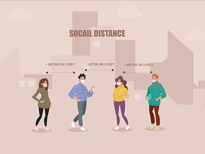 Social Distance behance character clean concept corona corona vector coronavirus free free graphics free vectors freebies graphic design graphic out graphics infographic mask n95 prevention social distancing typography
