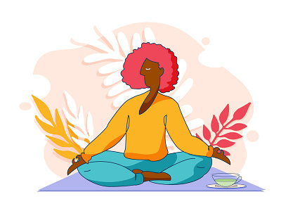 Relax - Meditate 2d adobe art artwork branding design girl graphic design illustration illustrator meditate relax ui vector yoga