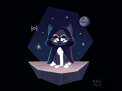 Meow the 4th Be With You! cat death star illustration kylo ren procreate star wars
