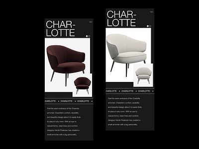 Furniture Mobile Product View - Charlotte adobe xd dark design digital furniture furniture design furniture store minimal minimalist ui ux web website