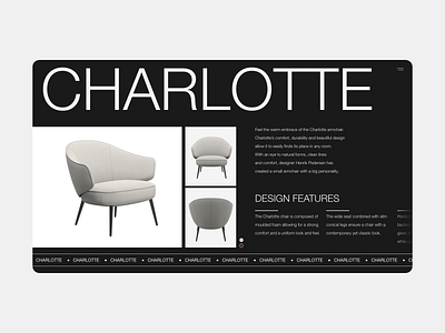 Furniture Product Page - Desktop adobe xd charlotte dark design desktop digital furniture helvetica minimalist product typography ui ux web