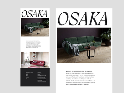 Osaka - Sofa - Layout Exploration adobe xd design digital editoral furniture layout layout design minimalist osaka product typography web white space
