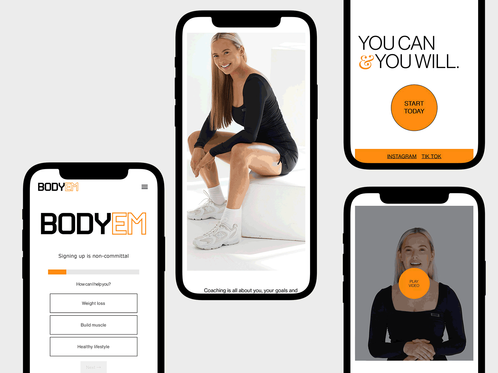 BodyEM - Web Design adobe xd bodyem coaching design digital fitness fitness coach layout lenus minimalist personal trainer typography ui web whitespace