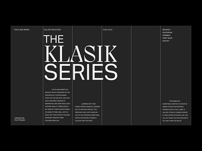 Klasik Gallery Web Exploration - About page design digital gallery interaction klasik minimalist posters typography web whitespace