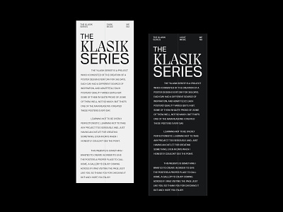 Klasik Gallery - About page/Mobile version adobe xd design digital exploration gallery klasik klsk minimalist modern pangram pangram posters typography web web gallery white space