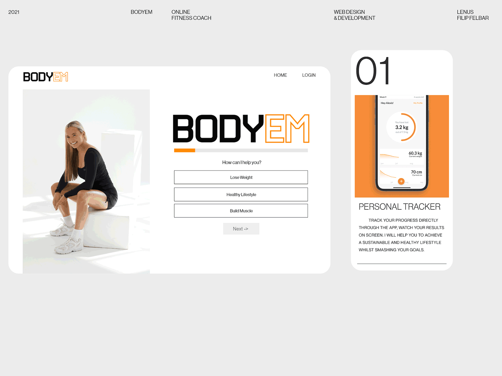 BodyEM - Web Design Case Study Live adobe xd bodyem bold coach coaching design digital fitness interaction lenus minimalist modern motion typography ui web whitespace