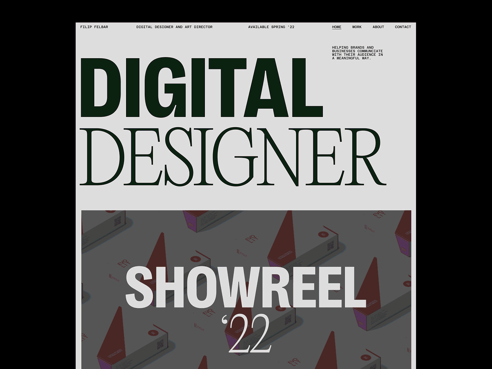 Filip Felbar - Portfolio '22 LIVE branding design digital figma minimalist portfolio typography web white space work