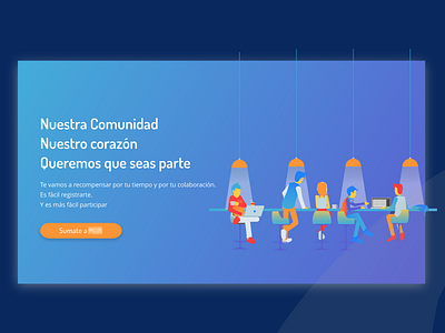 Landing page - Comunidad call to action design illustration product page ui ux website
