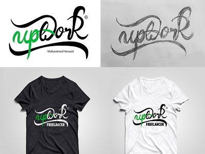 UpWork T-Shirt Hand-Drawn logo branding calligraphy calligraphy font logo typography