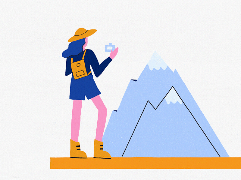 Adventure Seeker (Providence Character V) aftereffects backpack camera character character animation character design hair hiker illustration motiondesign mountain
