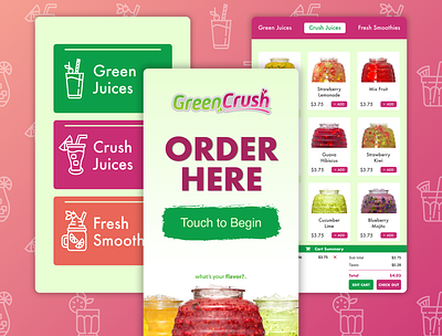 Green Crush Kiosk Concept app app design design food food app food ordering kiosk smoothie ui ux ux design
