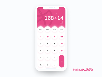 Daily UI 004: Calculator (Hello, Dribbble!) calculator calculator ui daily ui dailyui 004 figma hello dribbble mobile pink
