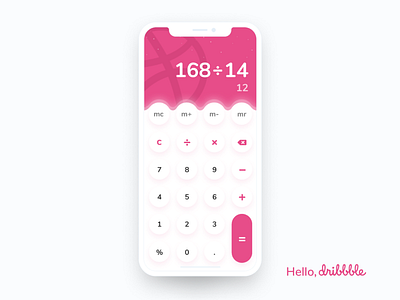 Daily UI 004: Calculator (Hello, Dribbble!)