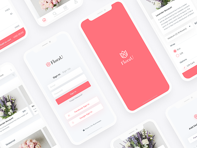 Flower Delivery App Design delivery figma flowers mobile mobile app pink sign in ui